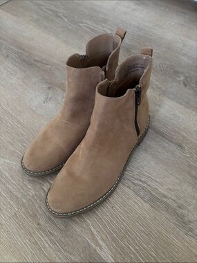 Target Tan Suede Ankle Booties with Side Zip